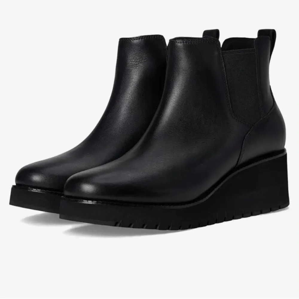 Cole Haan Zerogrand City Wedge waterproof Chelsea Black Ankle Booties Sz 8.5 - Picture 1 of 8